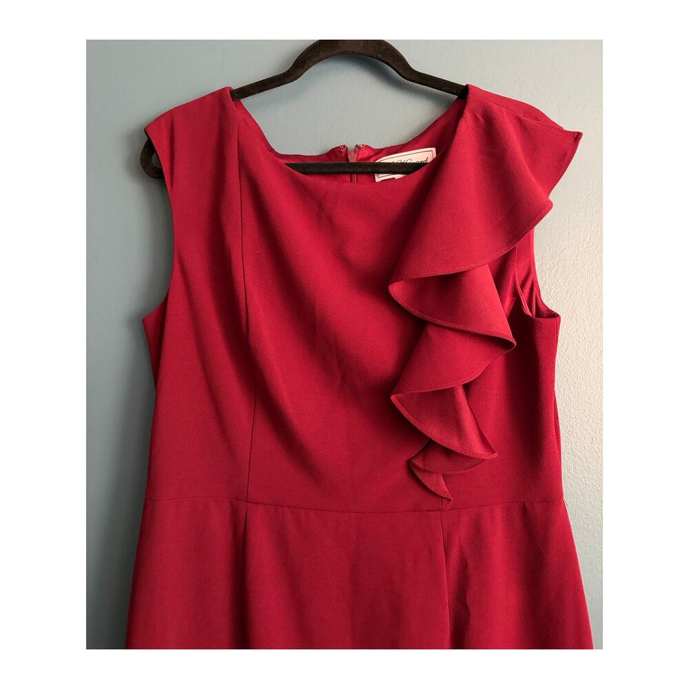 J. Howard Women's Ruffle Front Sheath Dress Formal Wine Red 14 - Picture 5 of 6